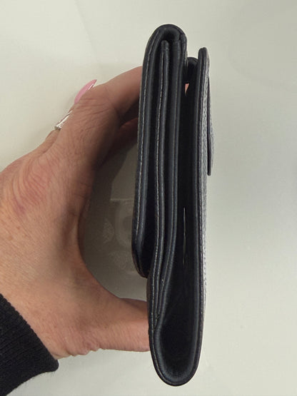 Chanel Black CC Compact Caviar Leather Wallet