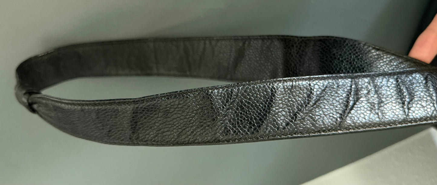 CHANEL Black Triple CC caviar Leather Crossbody with Gold Charm