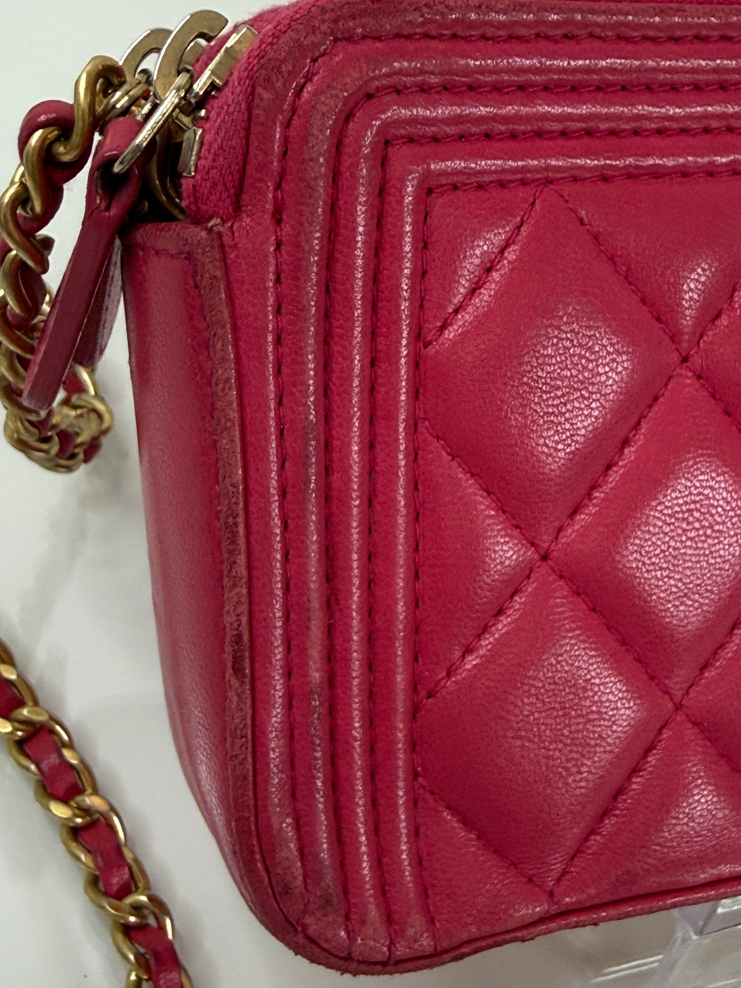 Chanel Fuchsia Pink Quilted Boy WOC