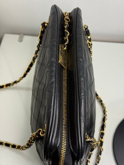 Chanel Vintage Black Quilted Lambskin Shoulder Bag