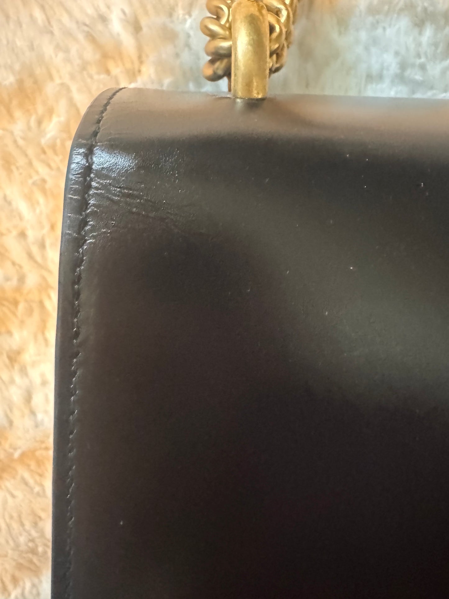 Gucci Black Smooth Leather GG Marmont Heart Shoulder Bag