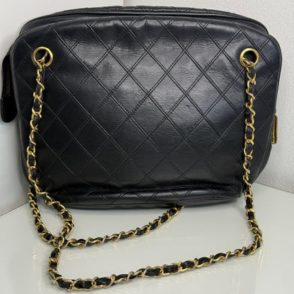 Chanel Vintage Black Quilted Lambskin Shoulder Bag