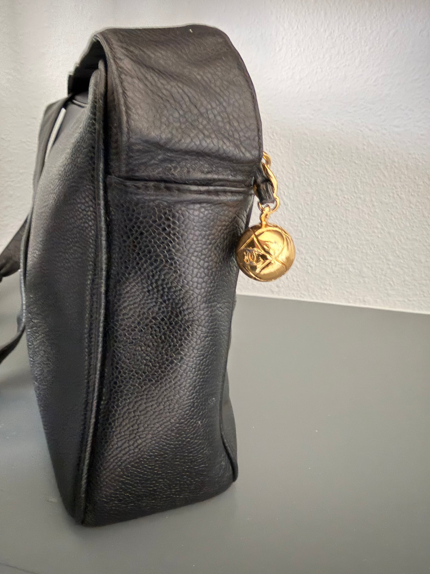 CHANEL Black Triple CC caviar Leather Crossbody with Gold Charm