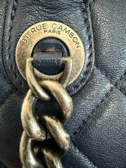 Chanel 31 RUE Cambon Navy Goatskin with Ruthenium Chain Straps Handbag
