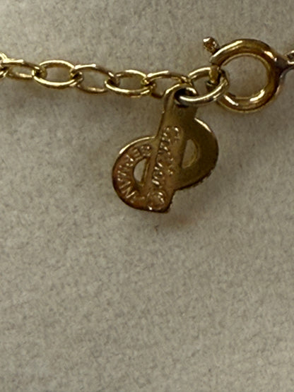 Christian Dior Vintage Round Faux Peal Pendant with Rhinestones