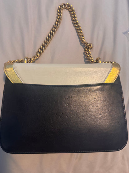 Gucci Pearly Peony Leather Chain Shoulder & Crossbody Bag – Black, Cream & Gold