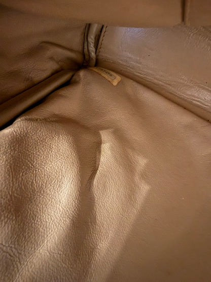 Chanel Vintage Quilted Matelasse Lambskin Beige Camera Tote Bag