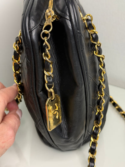Chanel Vintage Black Quilted Lambskin Shoulder Bag