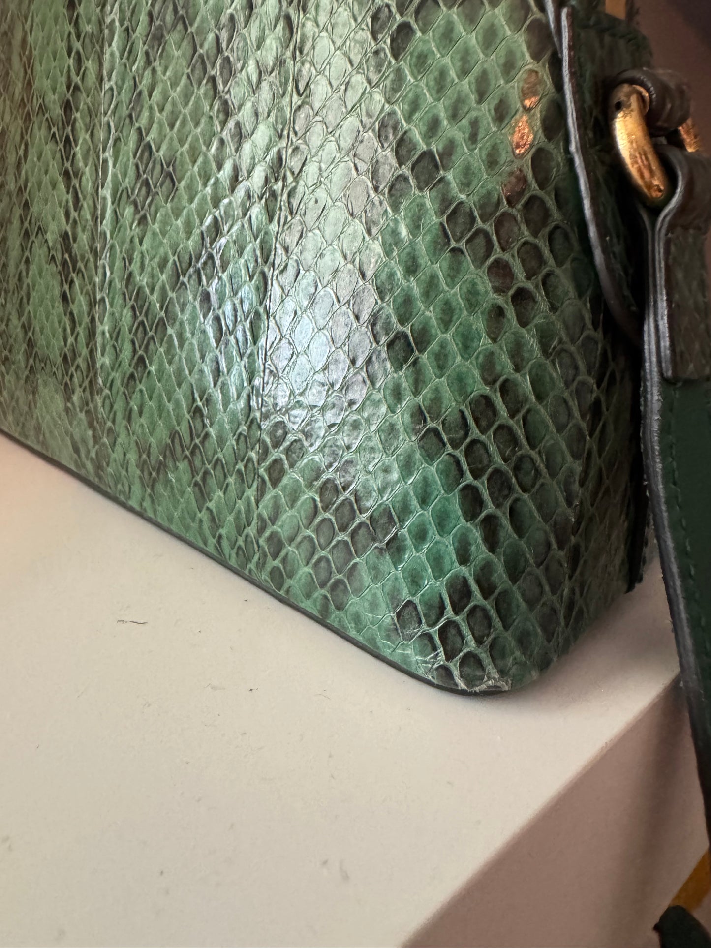 Gucci Ophidia Dome Crossbody Bag- Green Python Leather
