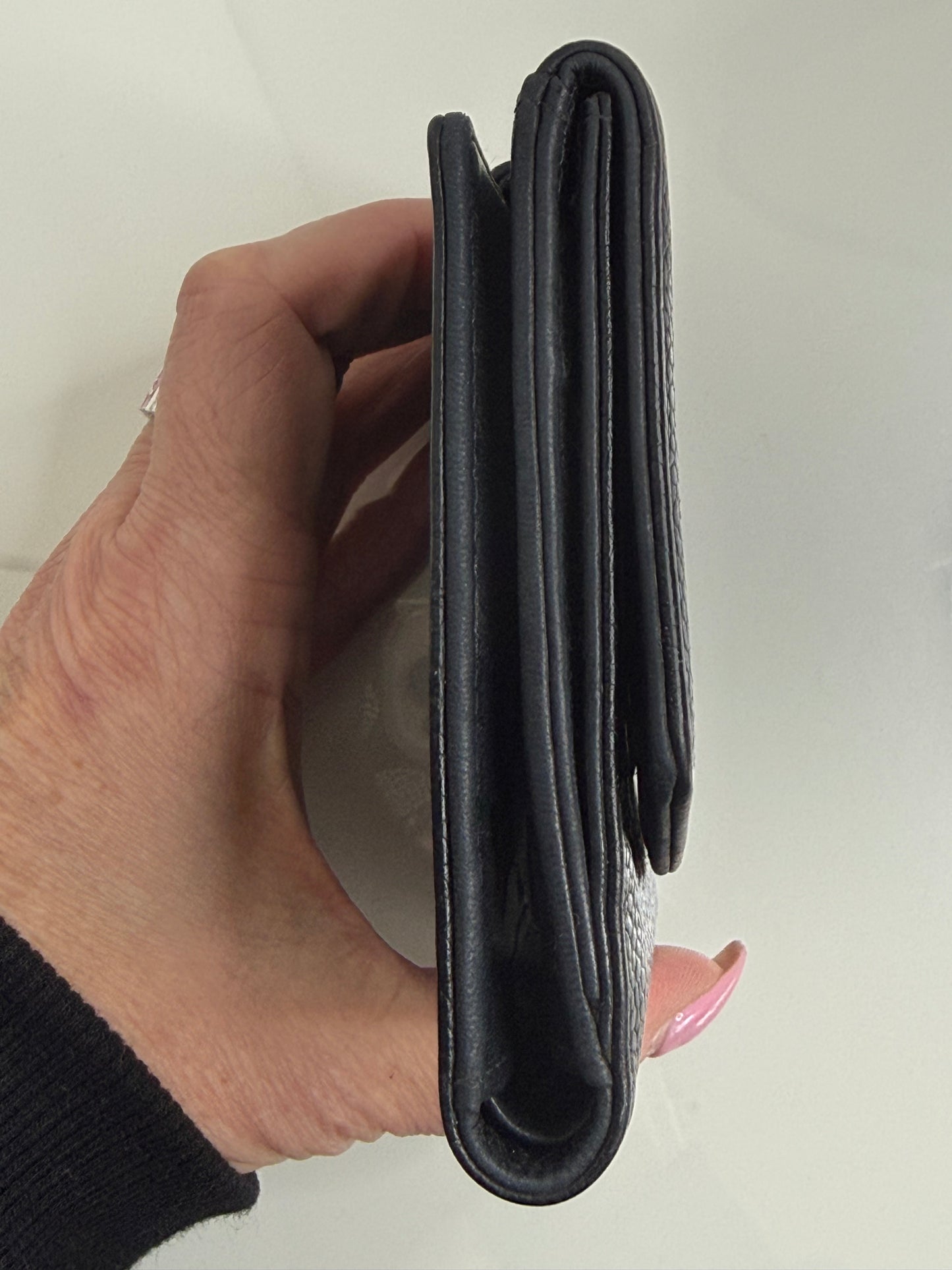 Chanel Black CC Compact Caviar Leather Wallet