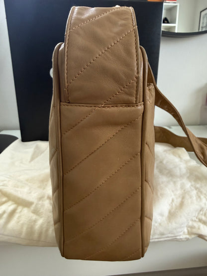 Chanel Vintage Beige Large Lambskin Camera Bag