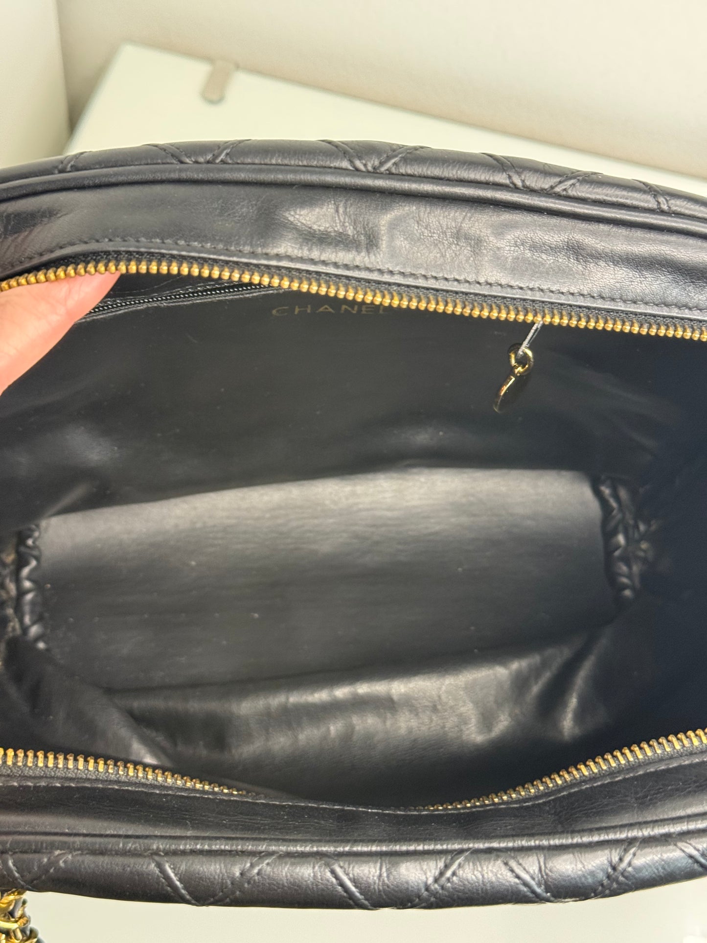 Chanel Vintage Black Quilted Lambskin Shoulder Bag