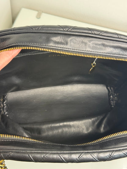 Chanel Vintage Black Quilted Lambskin Shoulder Bag
