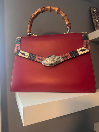 Gucci Red Lilith Bamboo Top Handle