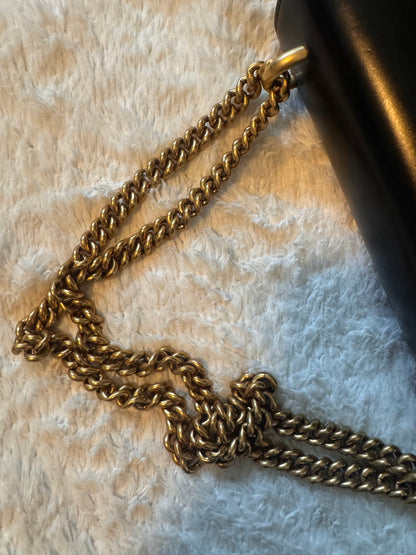 Gucci Black Smooth Leather GG Marmont Heart Shoulder Bag
