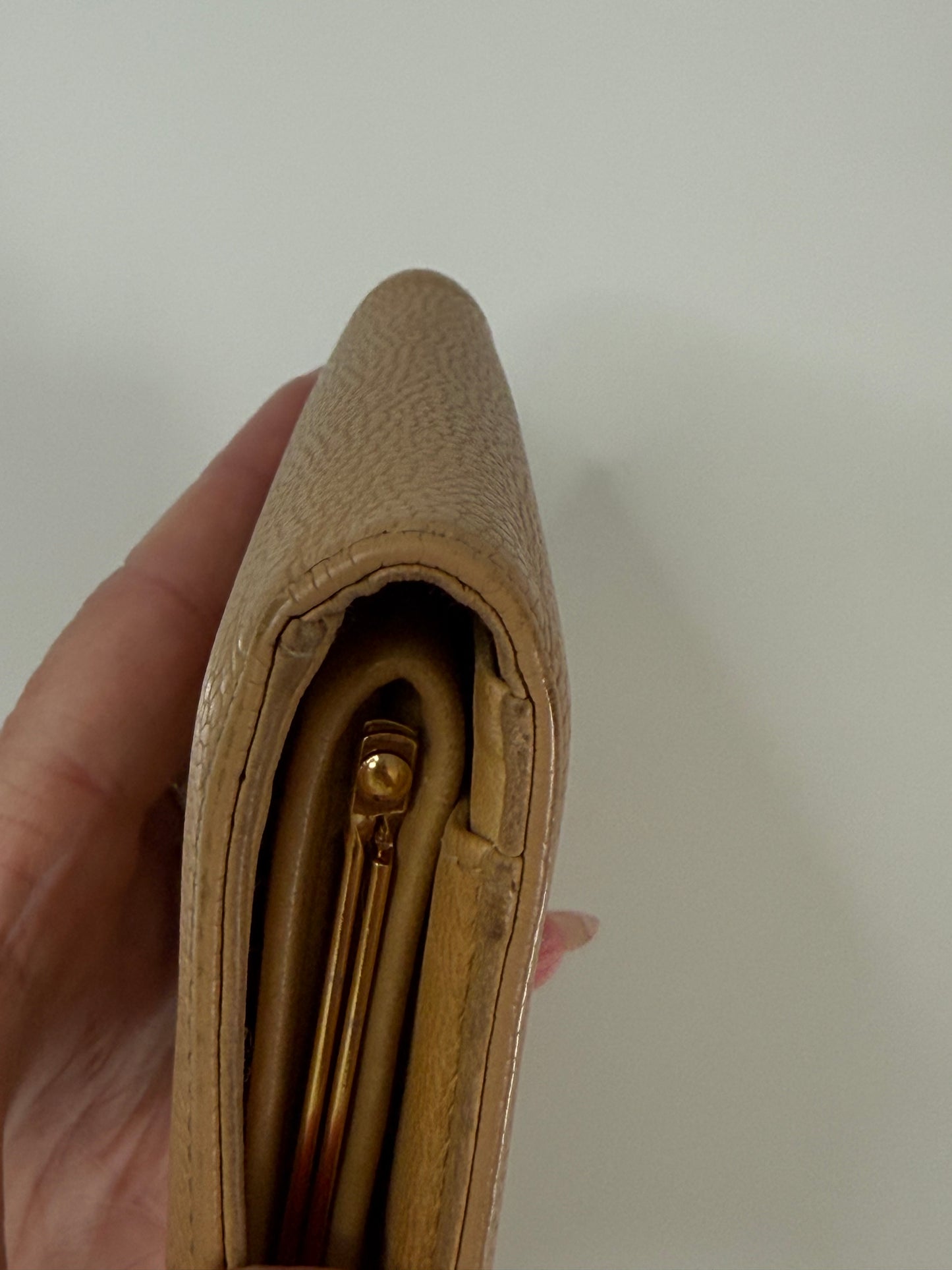 Chanel Beige CC Compact Caviar Leather Wallet