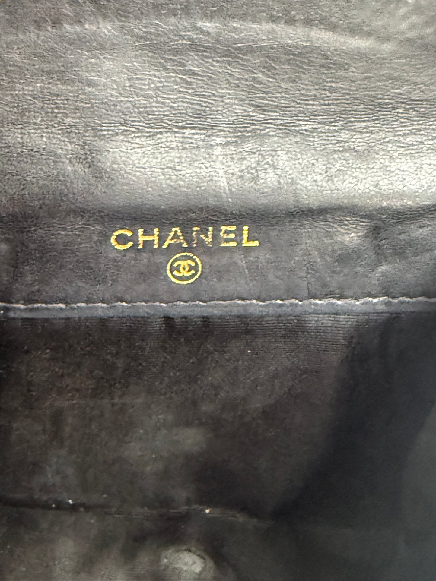 Chanel Black CC Compact Caviar Leather Wallet