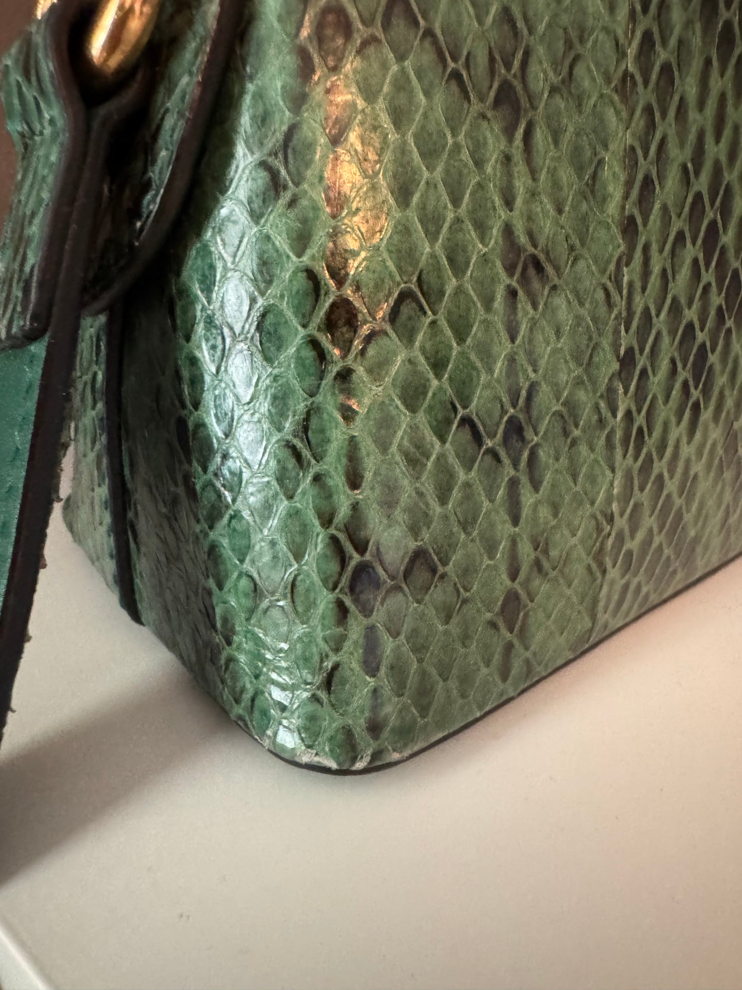 Gucci Ophidia Dome Crossbody Bag- Green Python Leather