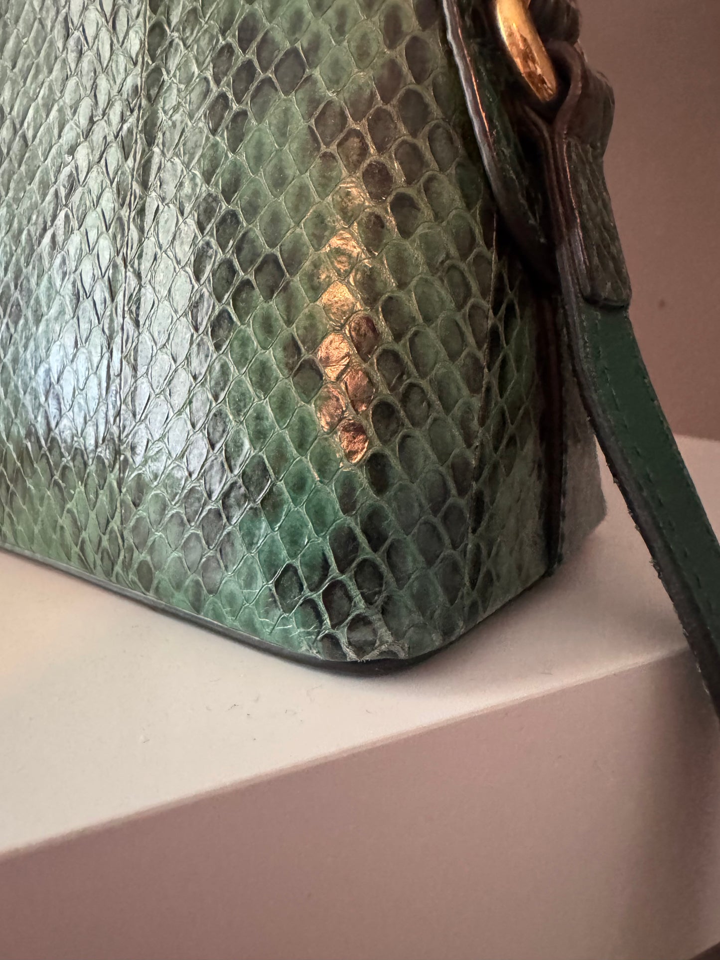 Gucci Ophidia Dome Crossbody Bag- Green Python Leather
