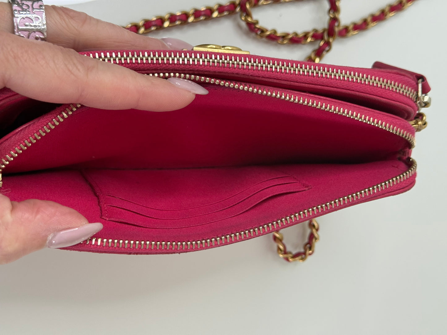 Chanel Fuchsia Pink Quilted Boy WOC