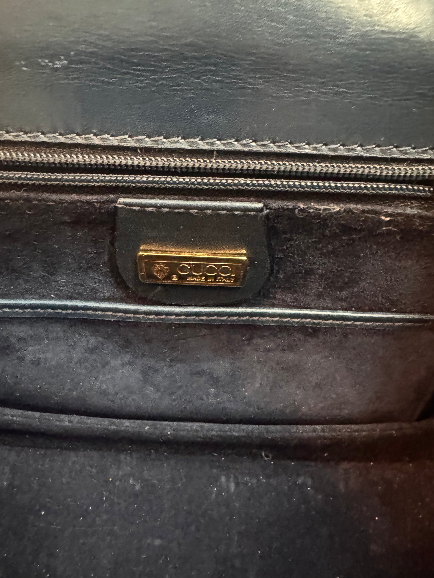 Gucci Vintage Black 1947 Bamboo Top Handle
