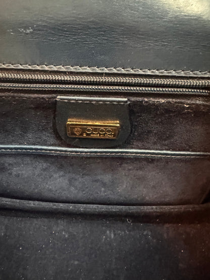 Gucci Vintage Black 1947 Bamboo Top Handle