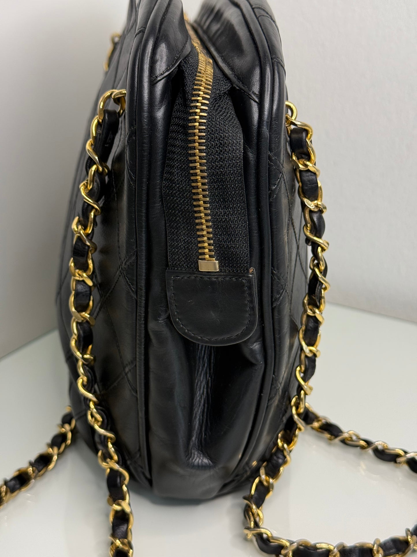 Chanel Vintage Black Quilted Lambskin Shoulder Bag