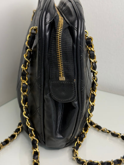 Chanel Vintage Black Quilted Lambskin Shoulder Bag