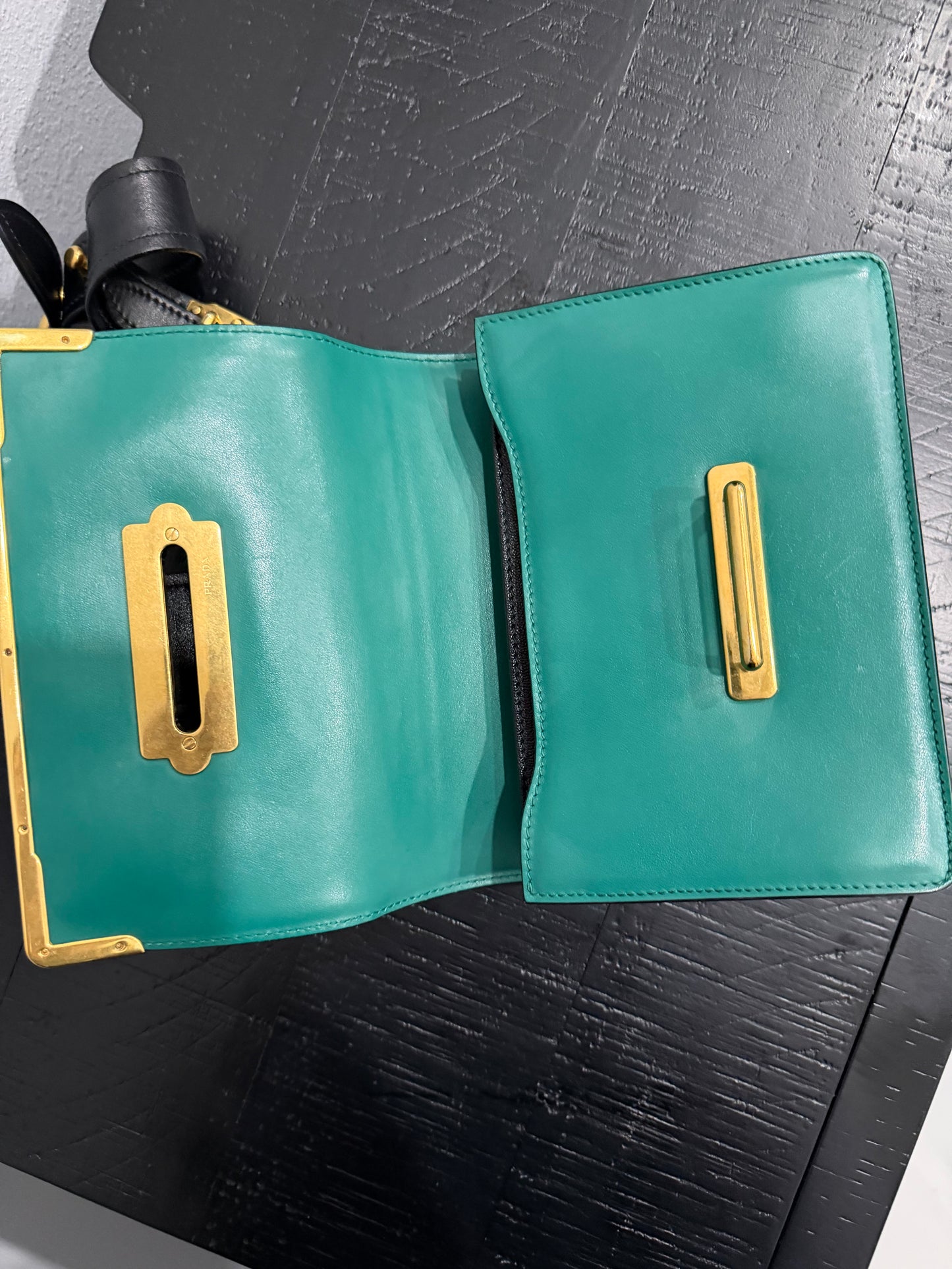 Prada Cahier Green Saffiano Leather