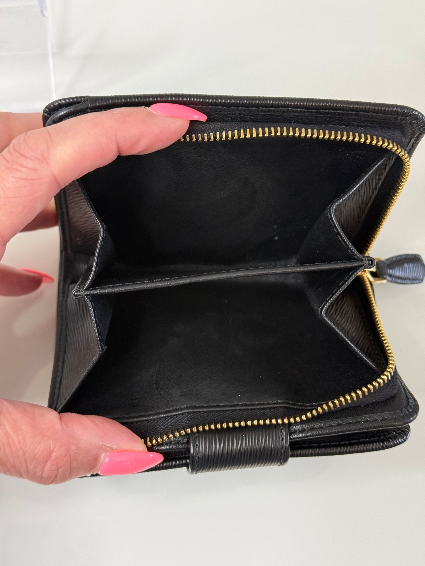 Prada Saffiano Black Compact Wallet