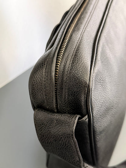 CHANEL Black Triple CC caviar Leather Crossbody with Gold Charm
