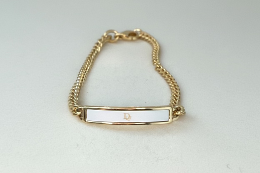 Christian Dior "Dior" White Enamel ID 7" Bracelet