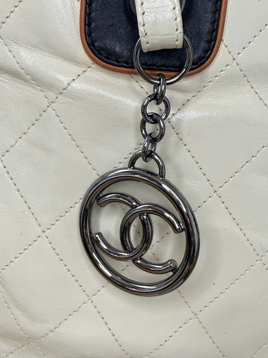 Chanel Vintage Cream Fever Tote Quilted Caviar
