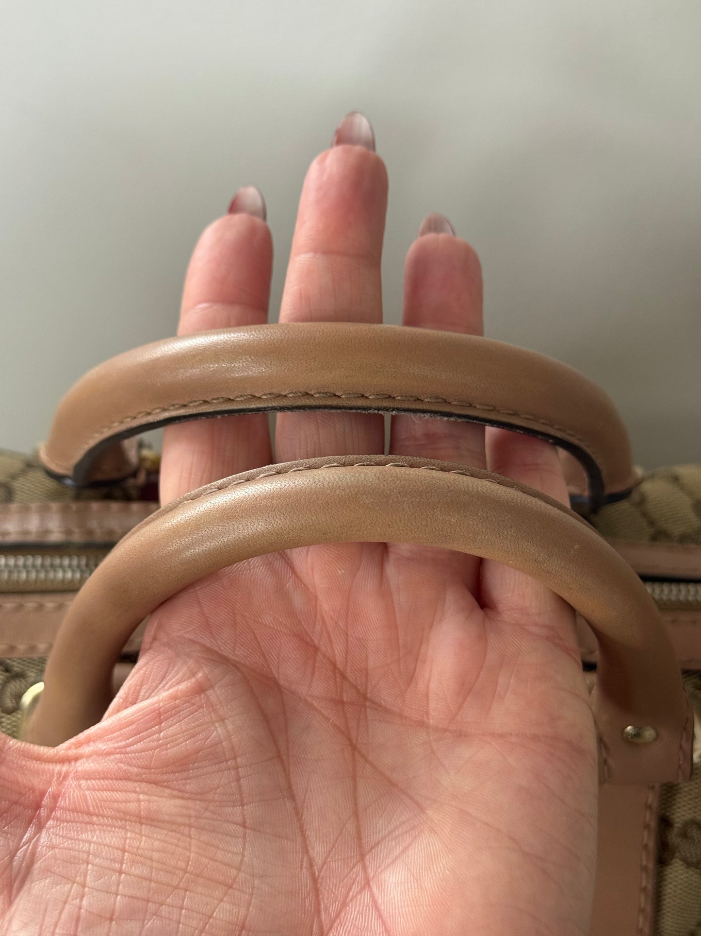 Gucci Rare Vintage GG Boston Bag Pink and Burgundy Web Stripe