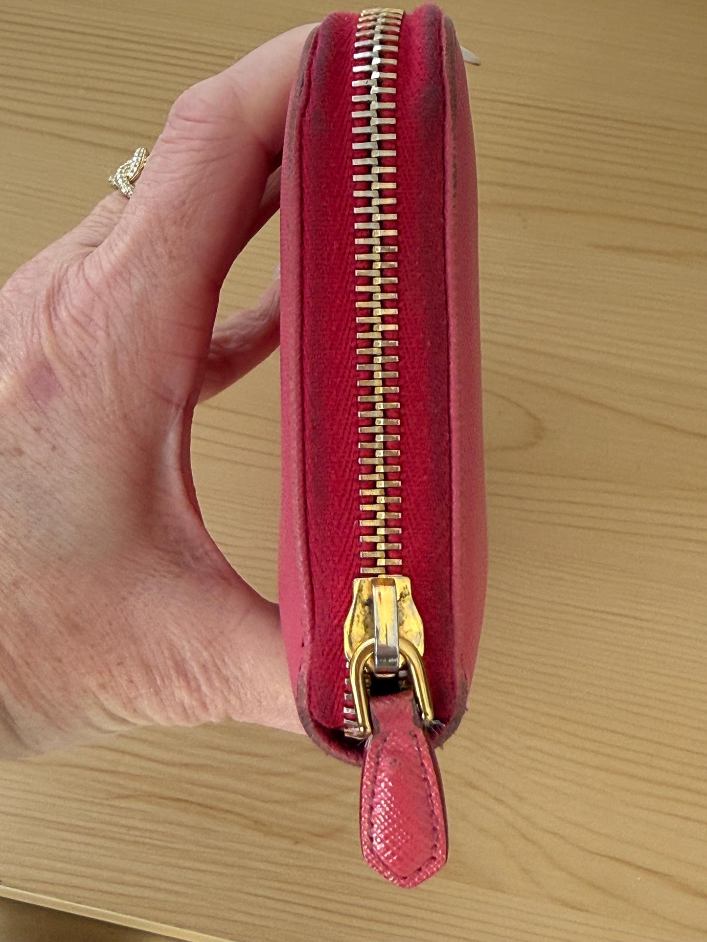 Prada Saffiano Long Zip Around Peonia