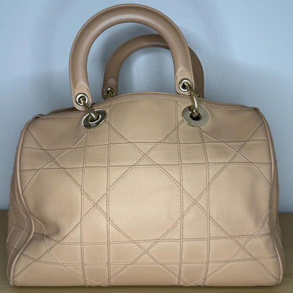 Dior Beige Cannage Leather Granville Polochon Satchel