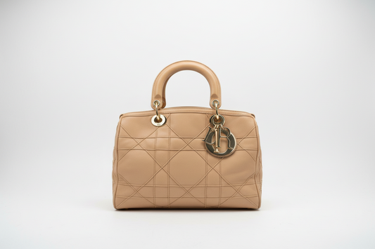 Dior Beige Cannage Leather Granville Polochon Satchel