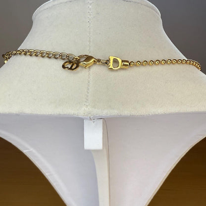 Christian Dior “Dior” Gold Dog Tag Necklace