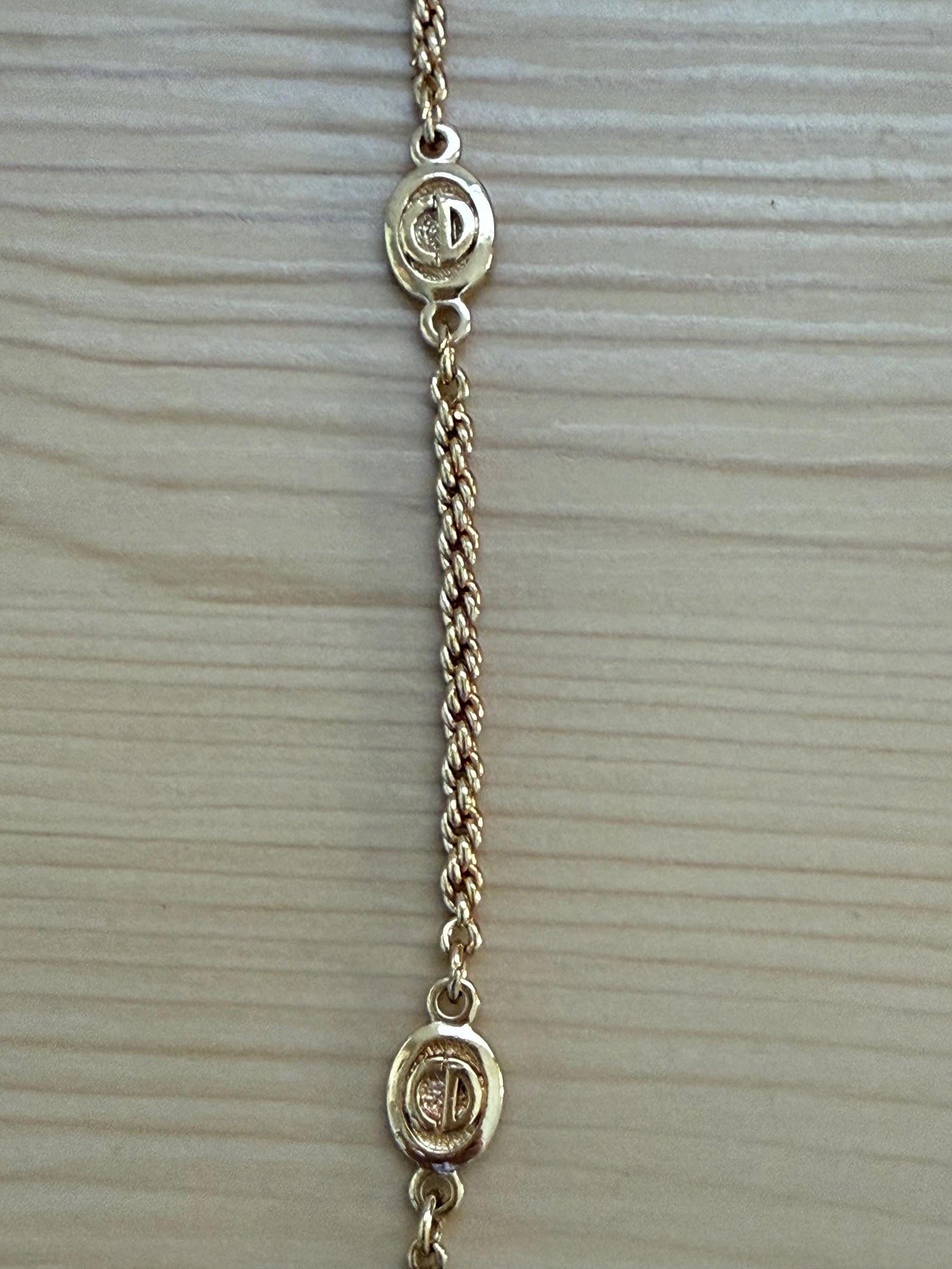 Vintage Christian Dior Gold CD Logo Rope Necklace