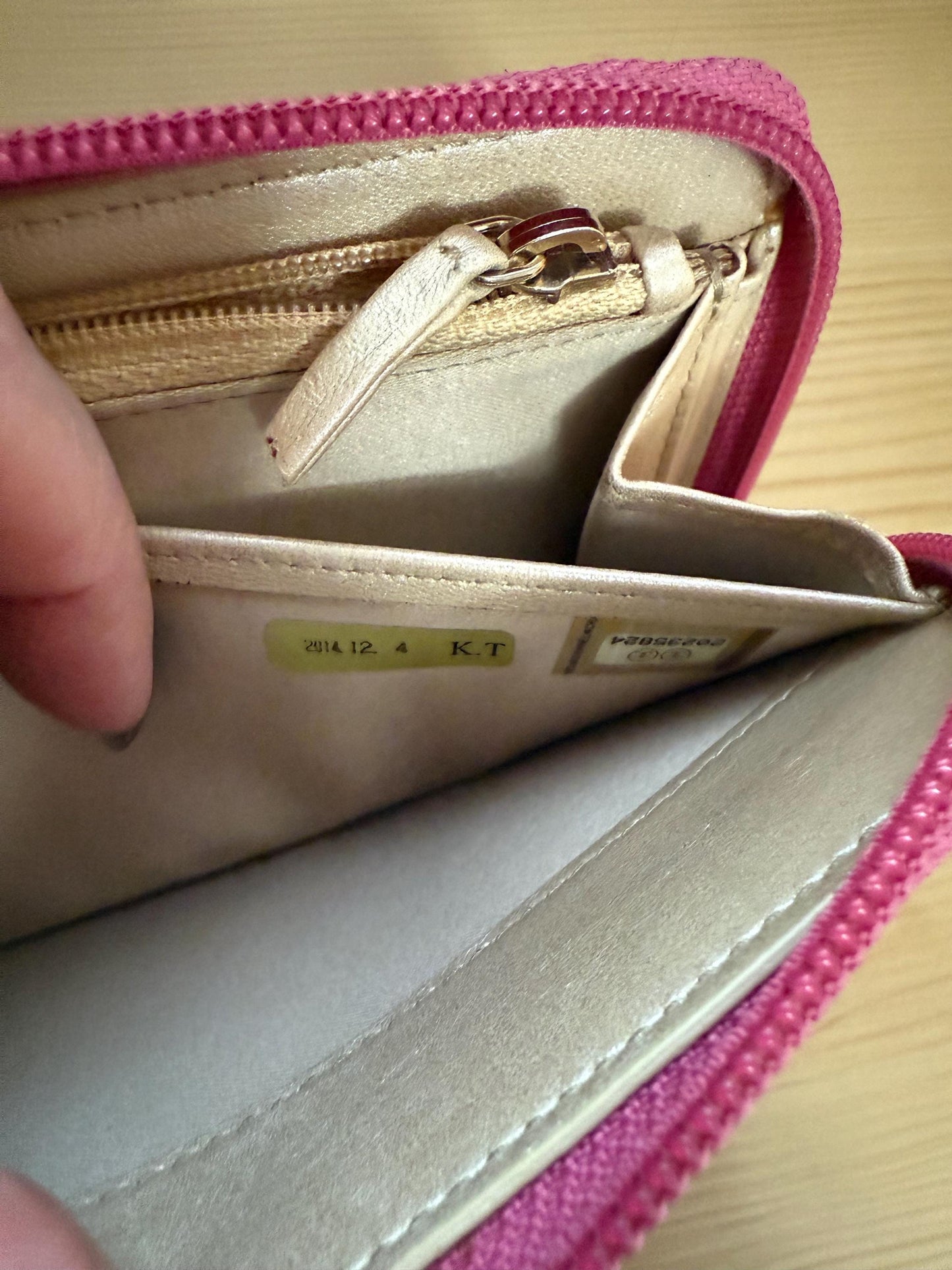 Chanel  Pink Camellia Embossed Caviar Leather Zip Around