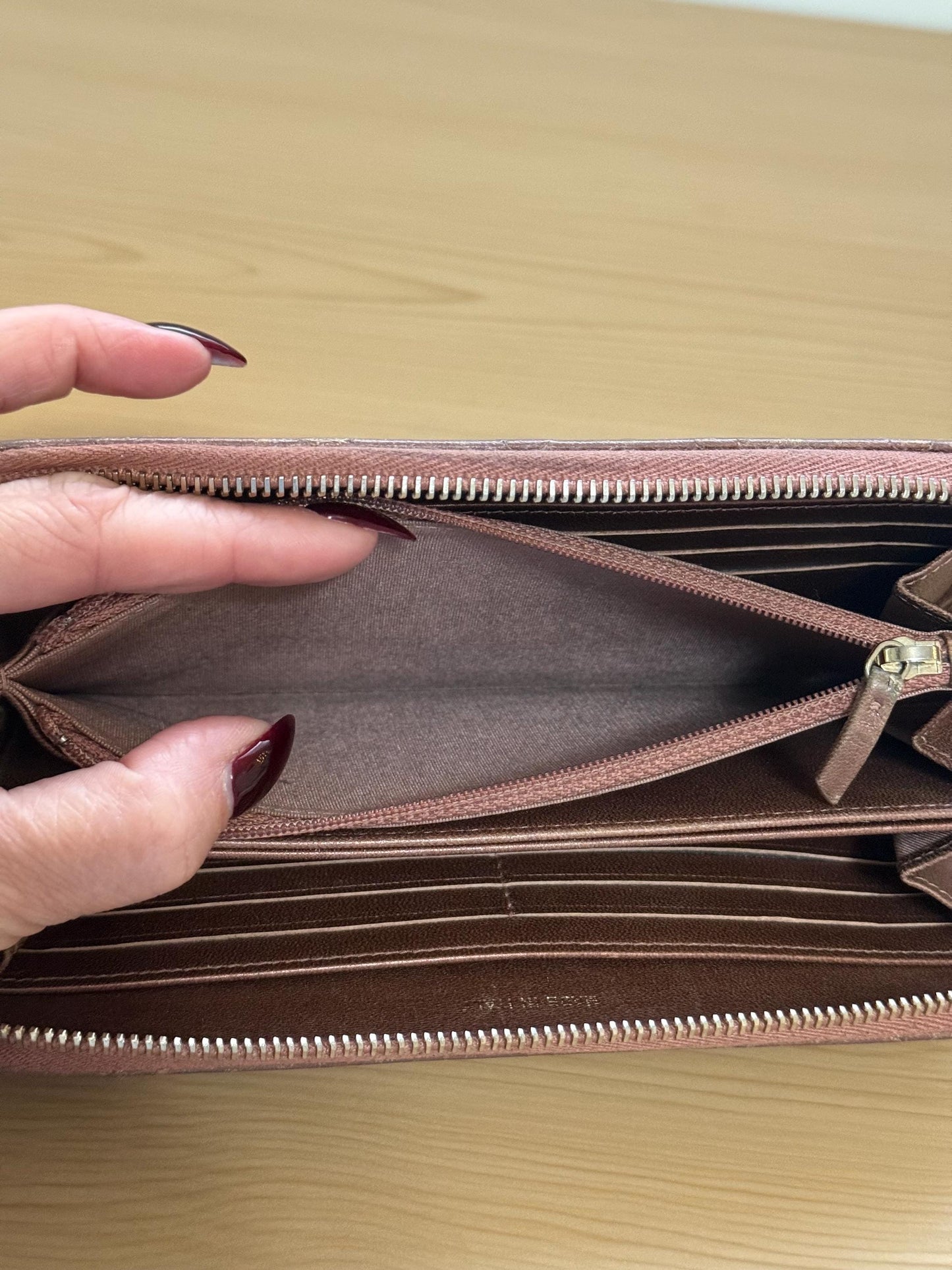 Chanel Quilt Stitch Brown Matelassé Zip-Around