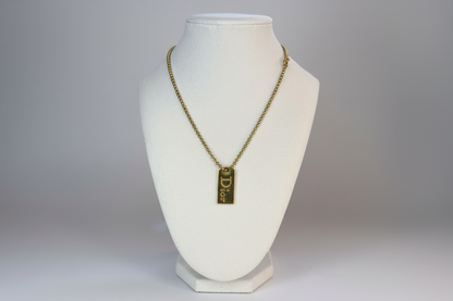 Christian Dior “Dior” Gold Dog Tag Necklace