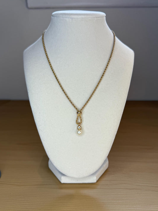 Authentic Vintage Christian Dior Pearl with Rope Chain