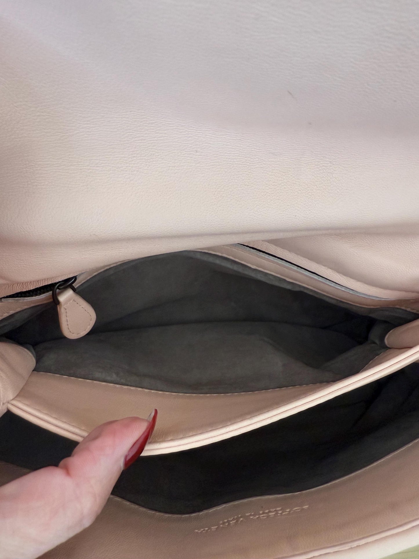 Bottega Veneta small Olimpia shoulder bag in blush pink nappa intrecciato leather