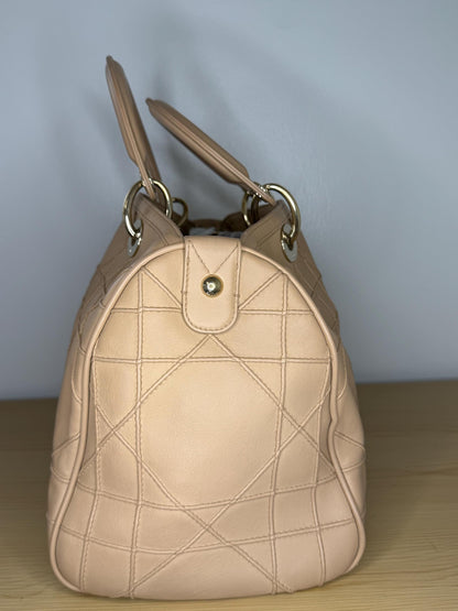 Dior Beige Cannage Leather Granville Polochon Satchel