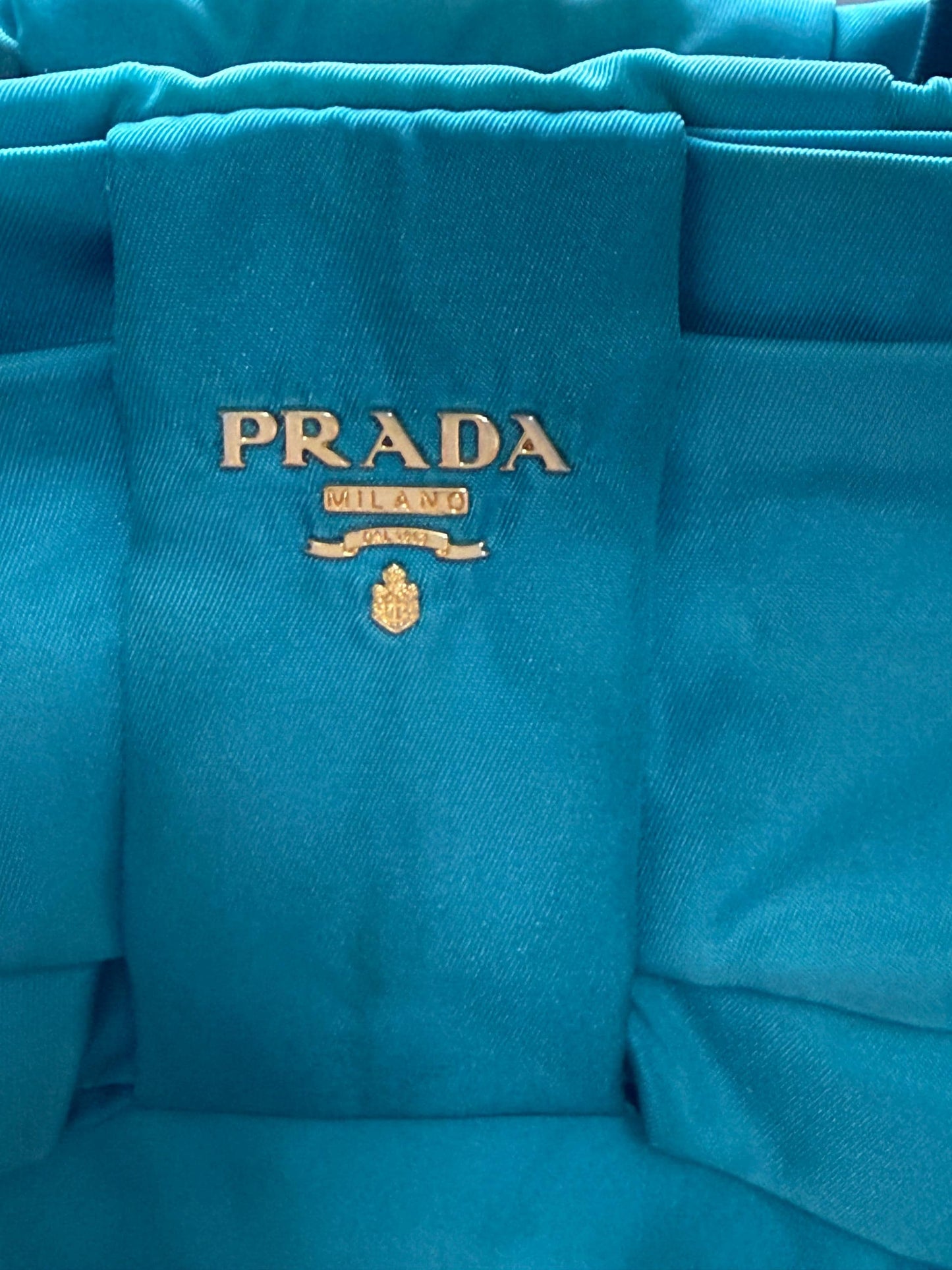 AUTHENTIC Prada Bow Tote Tessuto Turquoise Nylon Bag