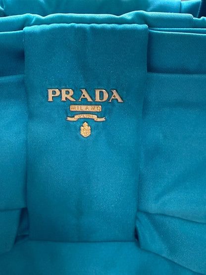 AUTHENTIC Prada Bow Tote Tessuto Turquoise Nylon Bag