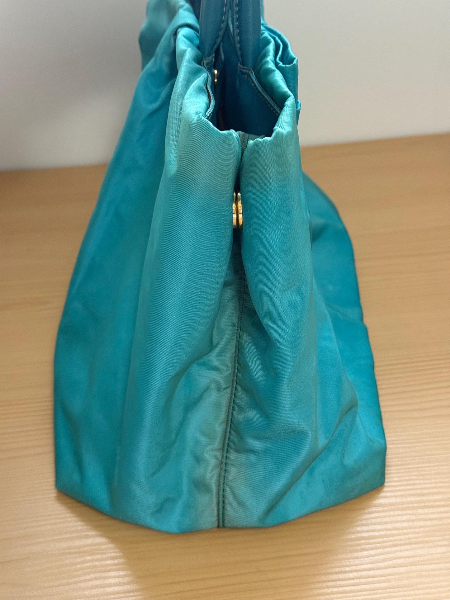 AUTHENTIC Prada Bow Tote Tessuto Turquoise Nylon Bag
