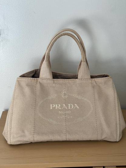 AUTHENTIC Prada Canapa Large Corda Beige Denium