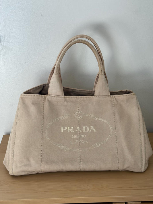 AUTHENTIC Prada Canapa Large Corda Beige Denium
